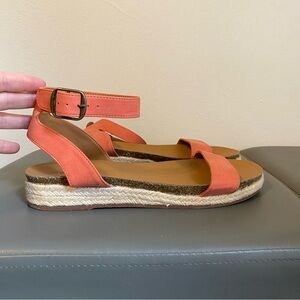 SODA Tacoma Espadrille Jute Flat Buckle Orange Ankle Strap Sandal Women’s Size 7